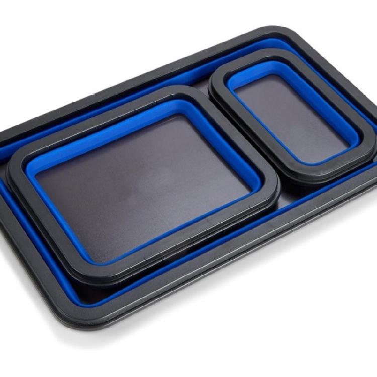 3 Pack Silicone Magnetic Parts Trays, Foldable Metal Component Storage Space Saving Organizer for Efficient Workstations