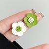 French Romantic Green Flower  Asymmetric Tassel Drop Earrings New Design Jewelry for Women's or Girl’s Sweet Ear Accessories