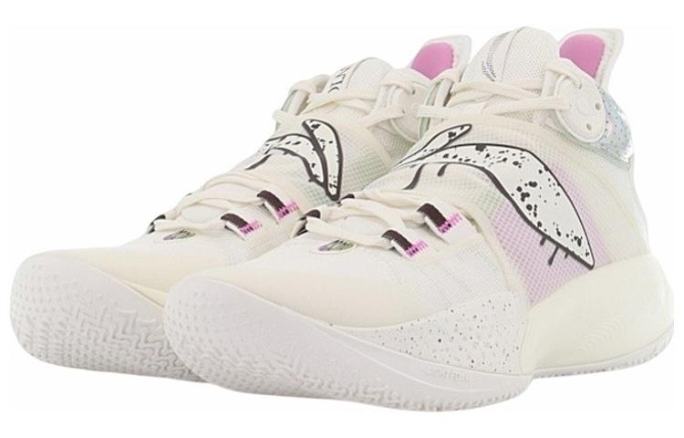 Li Ning SONIC 9 Cushioning Slip Resistant Abrasion Resistant Coverage Support Mid Top Basketball Shoes Men's White ABAR011-7