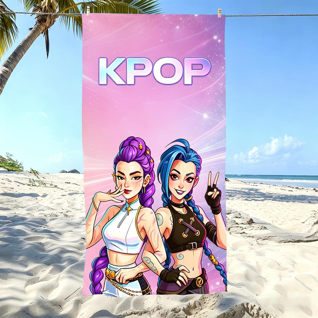 1pc Chibi Kpop Girls Beach Towel Microfiber Quick Dry Bath Towel for Fans Swimming Outdoor Bathroom Accessories