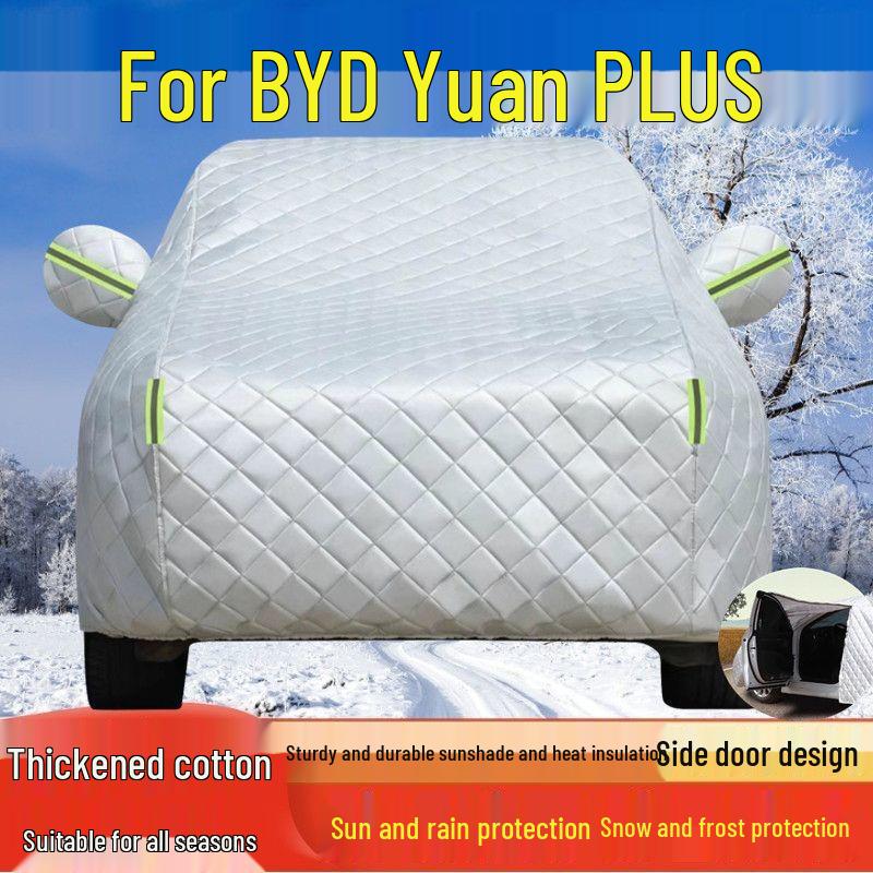 BYD Yuan PLUS Car Cover: Sun, Rain, Dust Protection, Heat Insulation, Full Exterior Coverage.
