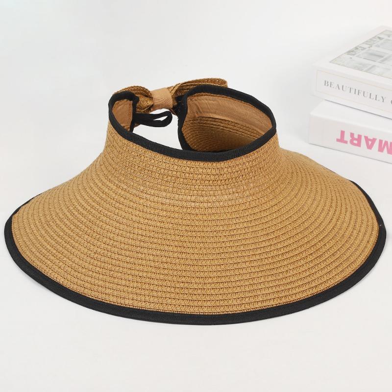 New Summer Folding Empty Top Hat Large Edge Sunshade UV Protection Sun Protection Hat Outdoor Sports Mountaineering Travel Straw Hat