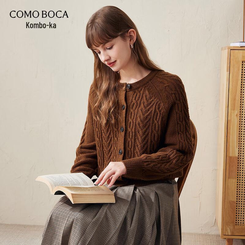 Women's Round Neck Thickened Wool Cardigan