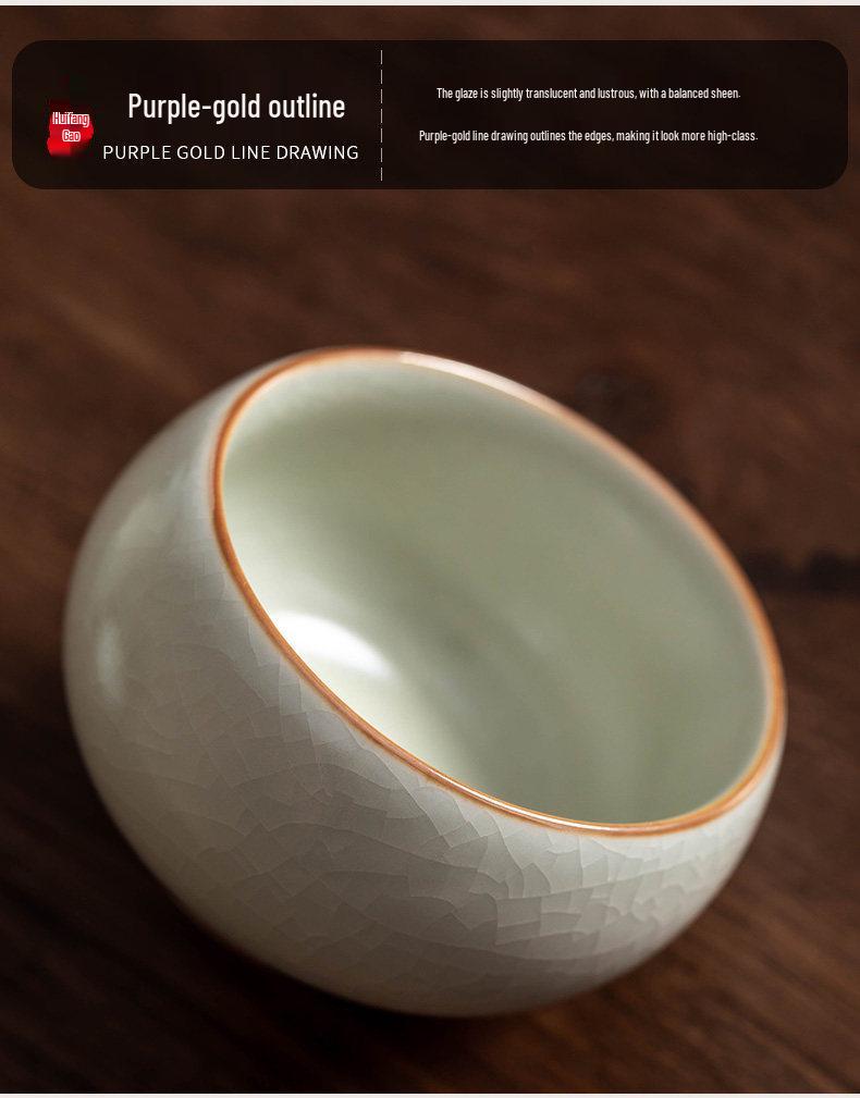 Handmade Ru Kiln Sky Blue Crackle-Glazed Ceramic Teacup for Gongfu Tea