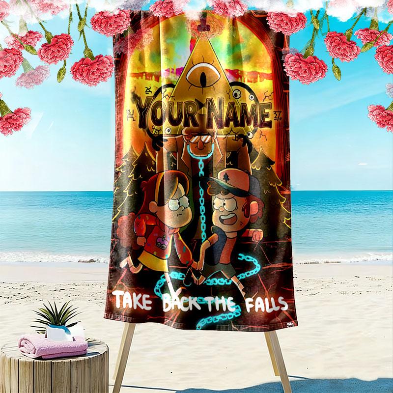 Custom Gravity Falls Print Beach Towel, Large Soft Quick Dry Towel for Beach Camping Swimming