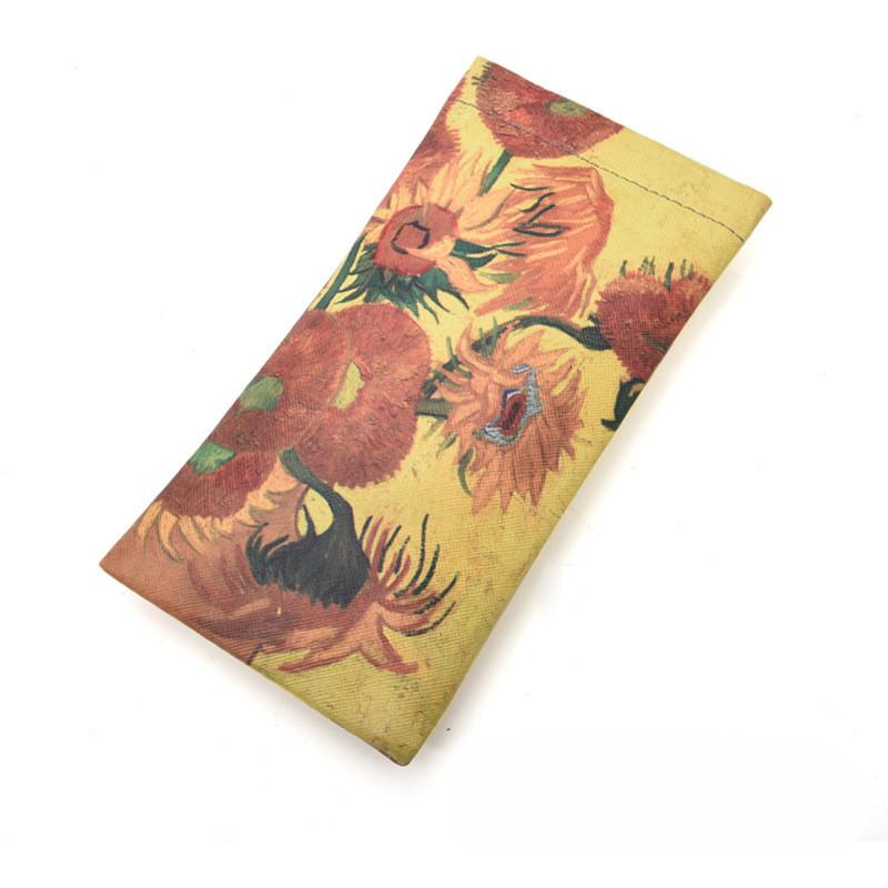 

Oil Painting Glasses Case Box Women Men Fashion Leather Reading Glasses Bag Retro Unisex Durable Floral Print Eyewear Protector