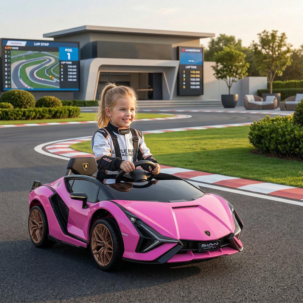 Auto Elettrica per Bambini, Lamborghini, 3-5 km/h, Telecomando, per 3-5 Anni, Rosa