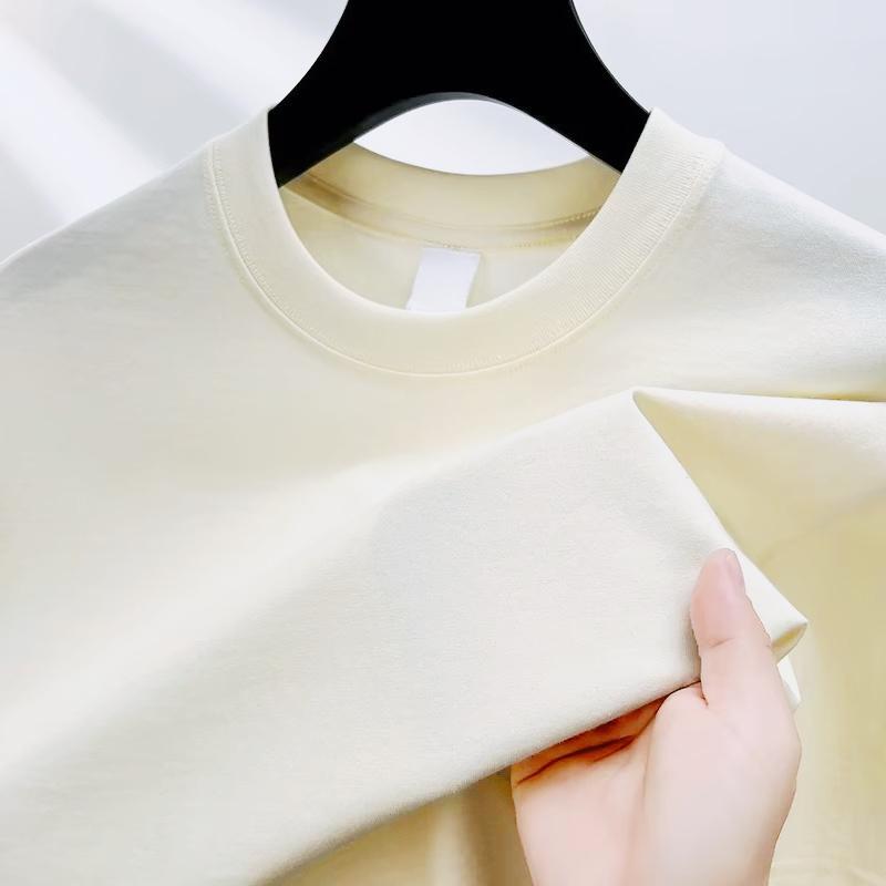 Blank Plain Crew Neck Tshirt Unisex Cotton Short Sleeve Loose Oversized Minimalist Basic Tee Casual Daily Wear Top