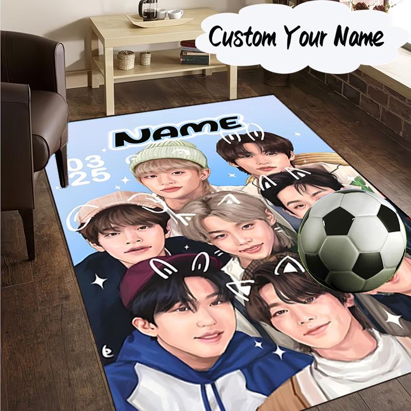 Custom Name K-pop stray Smile Carpet, Chair Rug,Area Rug for Office Bedroom living rooms bedroom, Doormat decor Christmas fan gifts