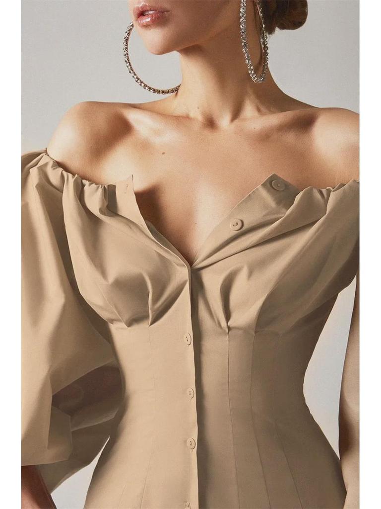 2022 Frühling/Sommer Cold Shoulder Pufflaternenärmel Damenoberteil