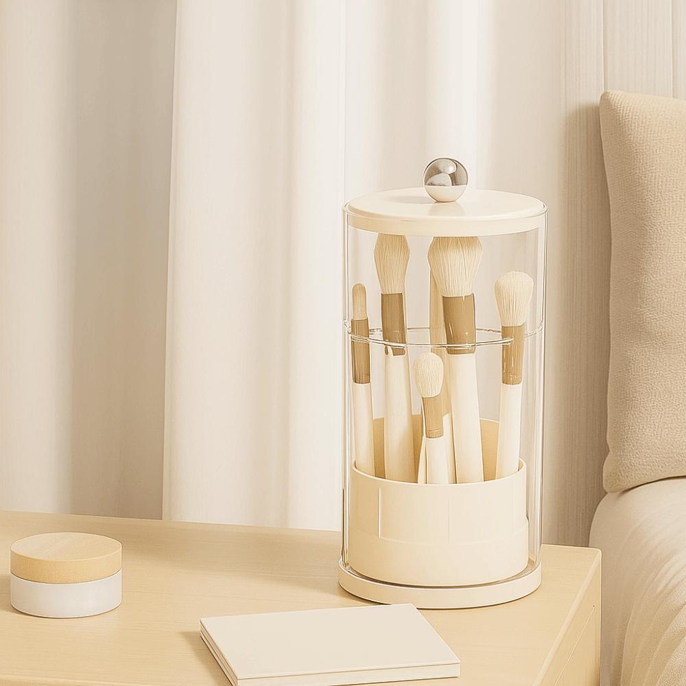 Large Capacity Automatic Lifting Makeup Brush Holder Plastic Makeup Brush Organizer  Tabletop