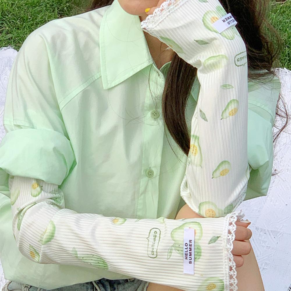 Peach Strawberry Sun Protective Sleeves Orange Watermelon Arm Covers  Girl
