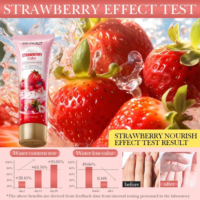 Strawberry Cake Nourishing Hand Cream Deeply Moisturizes and Nourishes The Skin. Targets Dry, Rough, Chapped Hands. Suitable for All Skin Types.