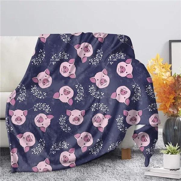 Cute Pig Pink Fleece Blanket Soft Warm Bedroom Throw Blanket On Bed Sofa Bedding Travel Sherpa Blankets for Adult Kids Quilt