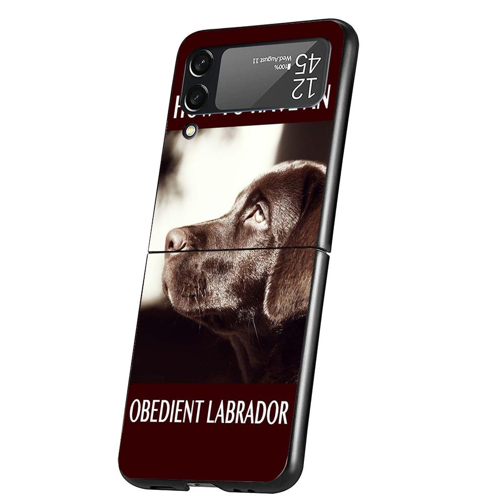 Labrador Retriever Dog Case Phone Cover for Samsung Galaxy Z Flip 6 5 4 3 5G ZFlip6 ZFlip5 ZFlip4 ZFlip3 Black Hard Trend Fundas
