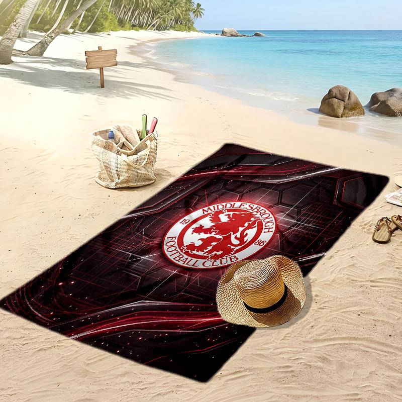 Middlesbrough Fußball Druck Strandtuch, Großes Weiches Schnelltrocknendes Handtuch für Strand Camping Schwimmen