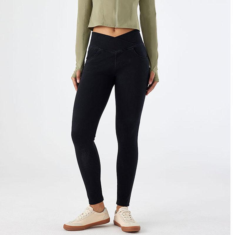 

Узкие джинсы для йоги с высокой талией, женские сексуальные повседневные брюки из высокоэластичного денима для женщин M чёрный