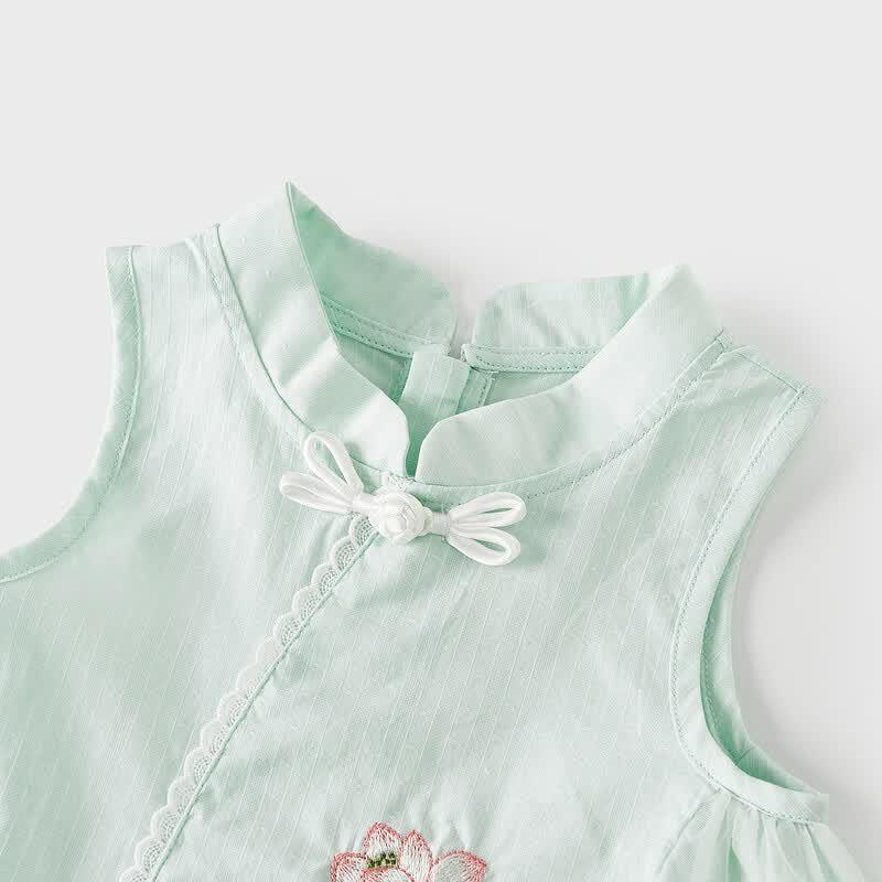 TONGTAI Sommer Baumwoll Ärmelloses Cheongsam Kleid für Mädchen