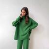 Women's High Collar Sweater & Wide Leg Pants Set - European and American Style, Autumn/Winter Casual and Cozy Knitwear.