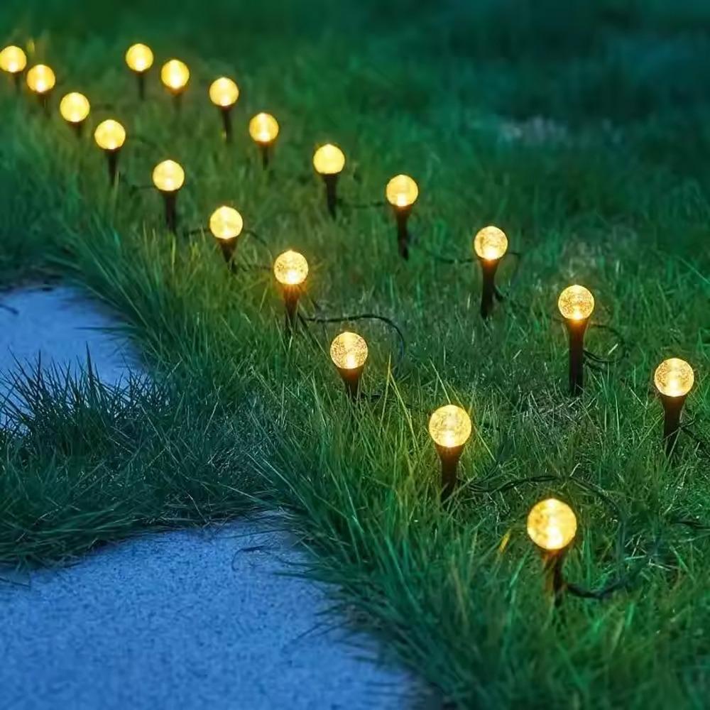 

10/20/30 LED Solar Lawn Lights Waterproof Ultra Bright Pathway Lights Shatterproof Globe Lights Outdoor Garden 3.5M теплый белый