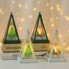 LED Triangular Hurricane Lantern: Christmas Decoration Ornament with Electronic Candle Light