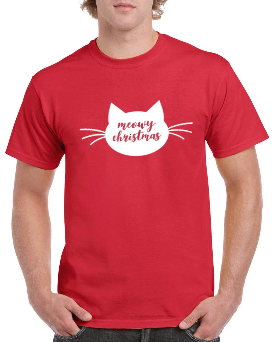 Meowy Christmas T Shirt Xmas Present Gift Cat Kitty Kitten Funny T-shirt Tee 2XL