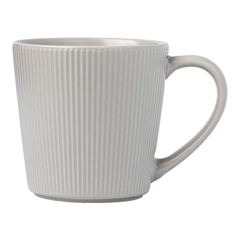 

Minimalist style vertical pattern mug, high-end relief cup, household water cup, breakfast cup, large-capacity coffee cup 400ML