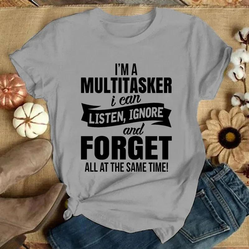 Jag är en multitaskare Tryck T-shirt Roligt ordspråk Män Kvinnor Mode Grafiska T-shirts Svart T-shirt Sommar Kortärmad T-shirt Oversized