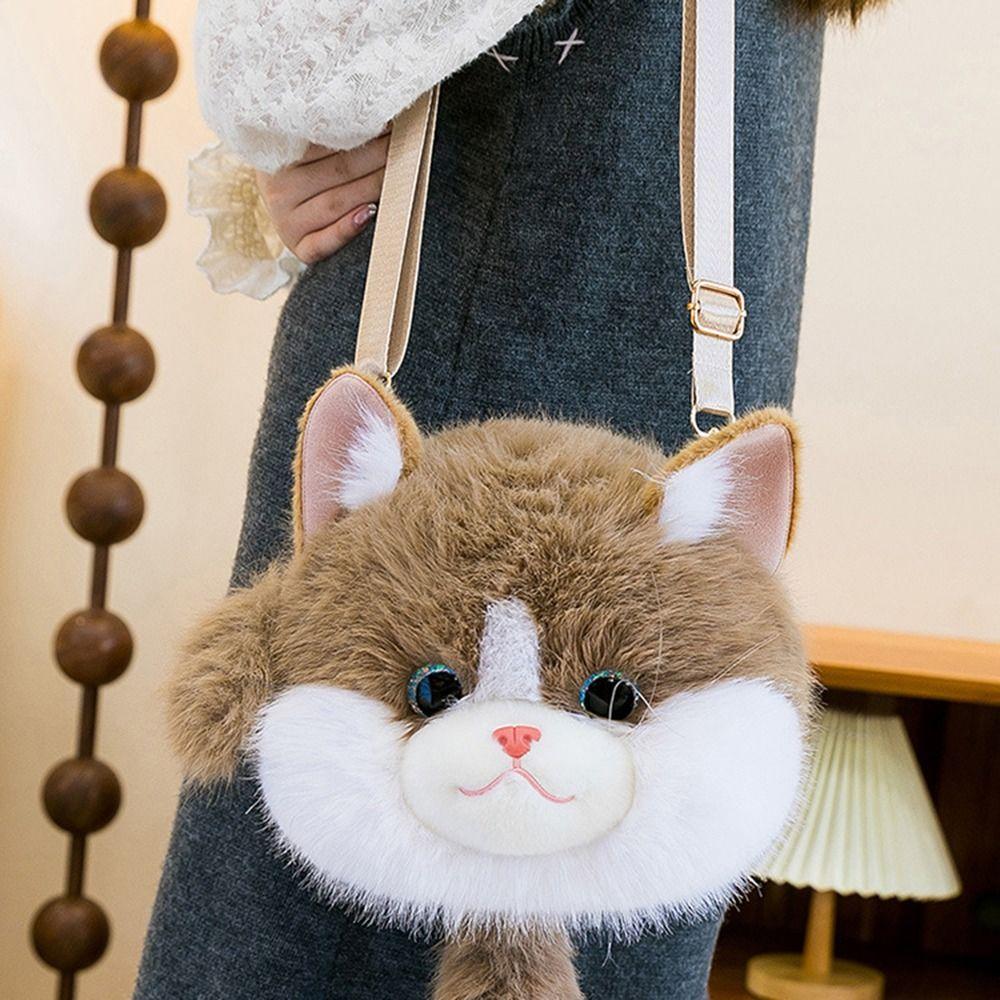 Soft Plush Animal Plush Shoulder Bag Cute Cat Stuffed Animals Bag New School Bags  Daypack