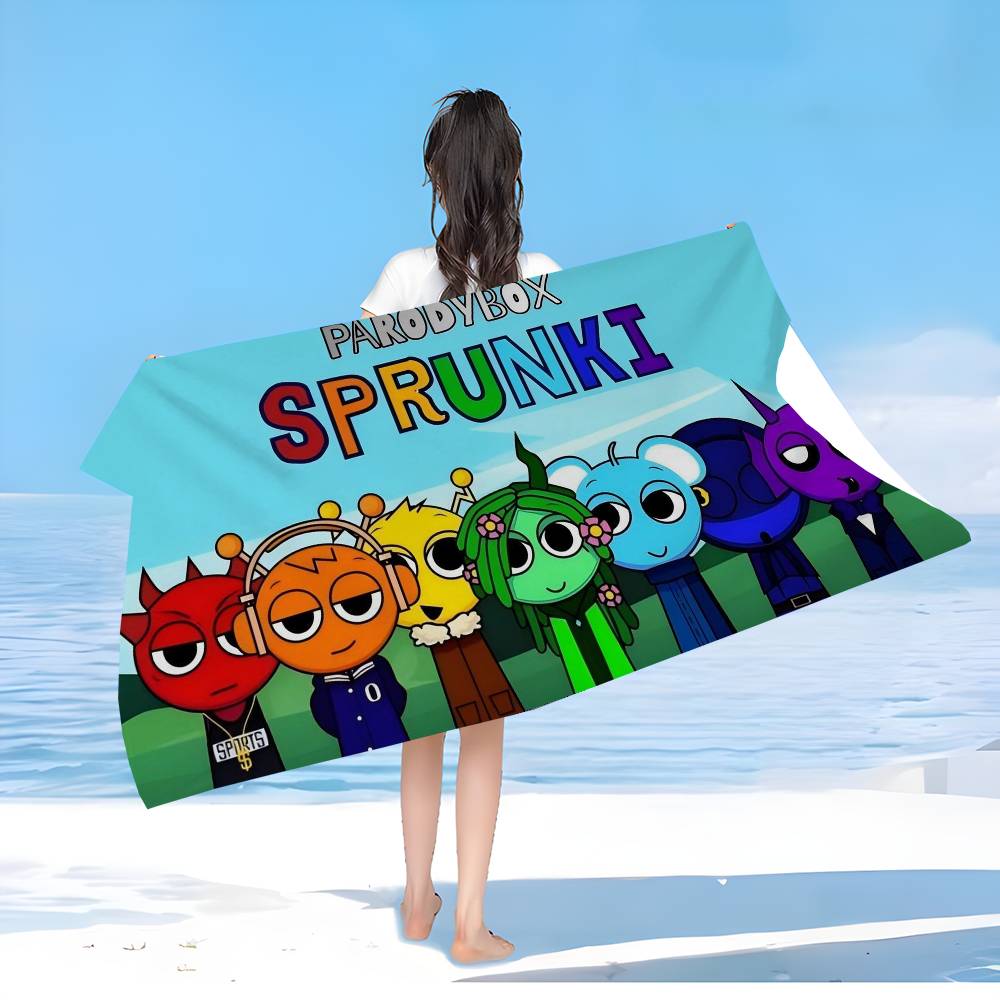 S-Sprunki Incredibox Mikrofaser Strandtuch Saugfähig Schnelltrocknend Weich Yoga Schwimmen Resort Bergsteigen Handtuch