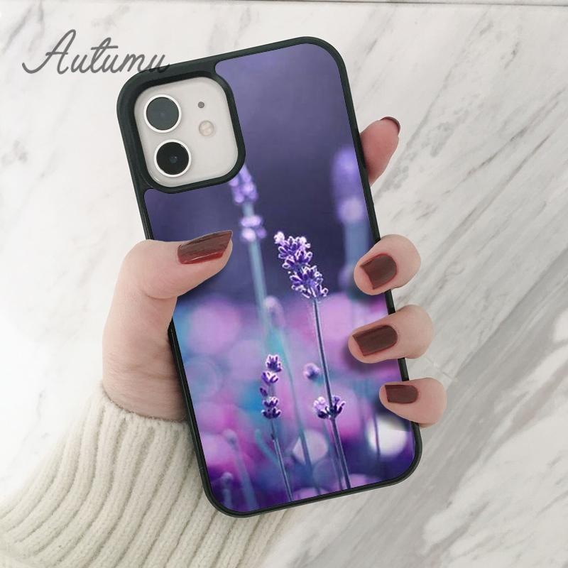 Purple Flower Phone Case for iPhone 11 12 13 14 Pro Max Mini X XR XS SE 2020 5 6S 7 8 Plus Samsung Galaxy S21 S22 Cover Shell