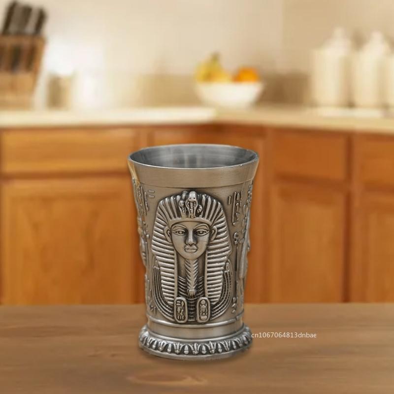 Vintage Metall Ägyptisches Weinglas Pharao Tut Gravur Kelch Metall Cocktail Whiskey Bar Becher Wasserglas Bar Heimdeko