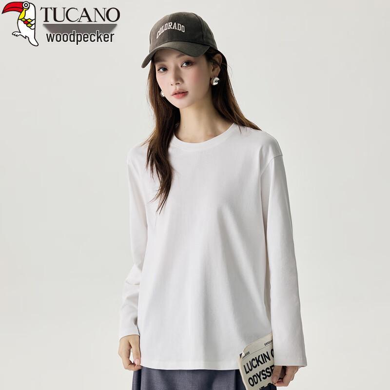 Woodpecker Women's 100% Cotton Basic Round Neck Long Sleeve T-Shirt