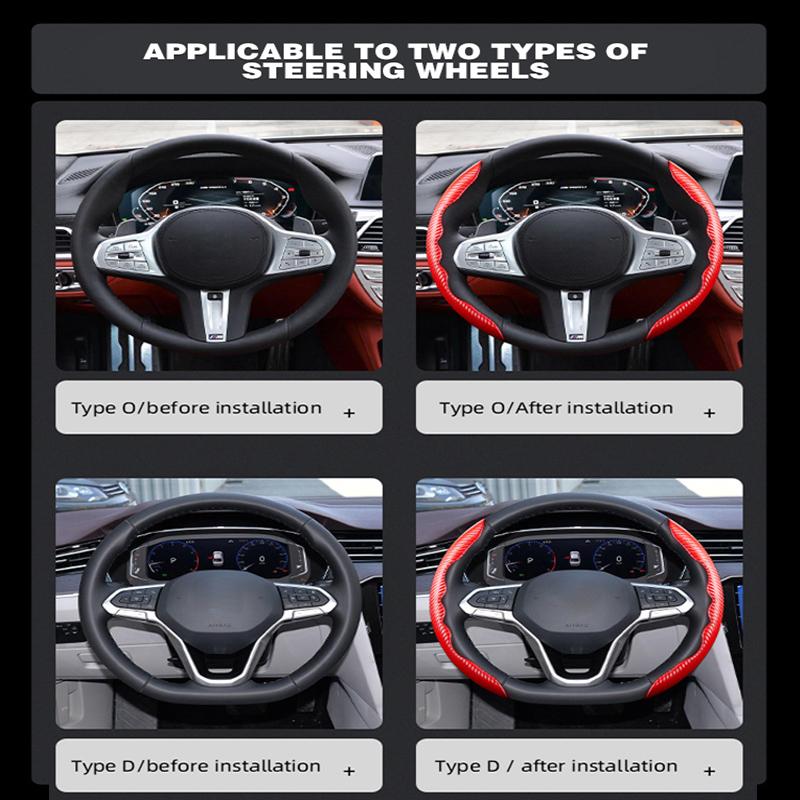 1Pair Carbon Fiber Leather Car Steering Cover 1K Micro Fiber Leather PVC Wheel Booster Cover Non-Slip Universal