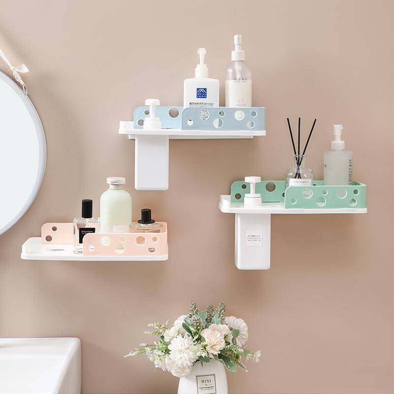 Bathroom Toiletries Storage Racks Punch-Free Wall Mounted Sundries Organization Plastic Shelf Home Toilet Fragrance Holders