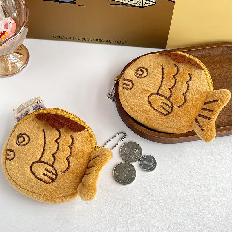 Girl'S New Taiyaki Cute Cartoon Plush Small Coin Purse Lipstick Bag Coin Bag Ideal Choice For Gifts