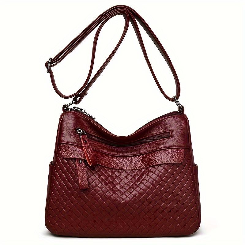 Casual Women's Crossbody Bag with Stripes, PU Leather, Tassel Detail, Lightweight, Removable Strap