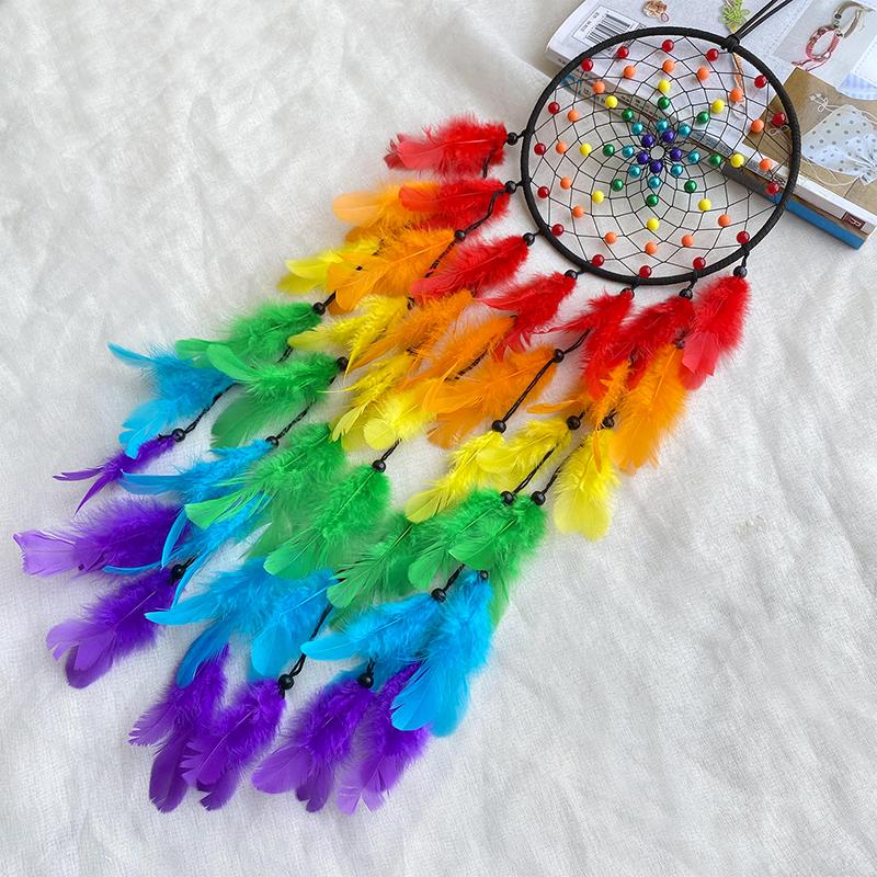 Dream Catcher Pena Colorida Sinos de Vento Artesanais Criativos Sala de Estar Quarto Enfeites Pendurados Pingente de Parede Decorações para Casa