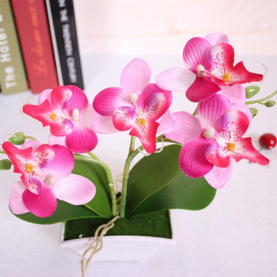 Fake Phalaenopsis Flower Bonsai Lifelike Unique Portable Real Touch Flower for Party
