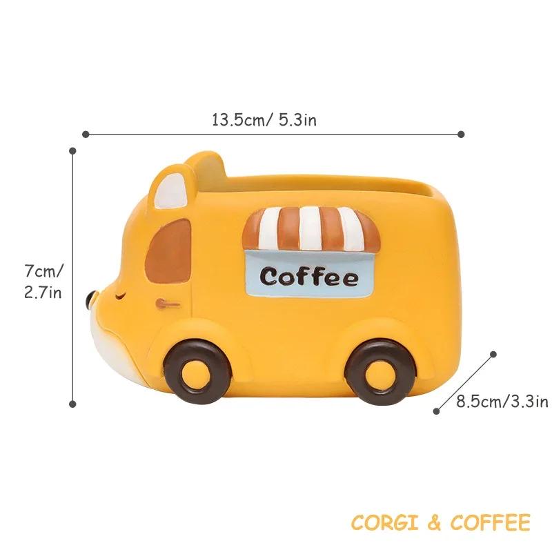 

Food Truck Animal Small Plant Pot Resin Succulent Planter for Home Office Desk Mini Ornament Fairy Garden Flowerpot Decoration кавовий