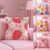 Cute Strawberry Cushion Cover Soft Short Plush Double-Sided Printing Home Decor Machine Washable Pillow Case Gift