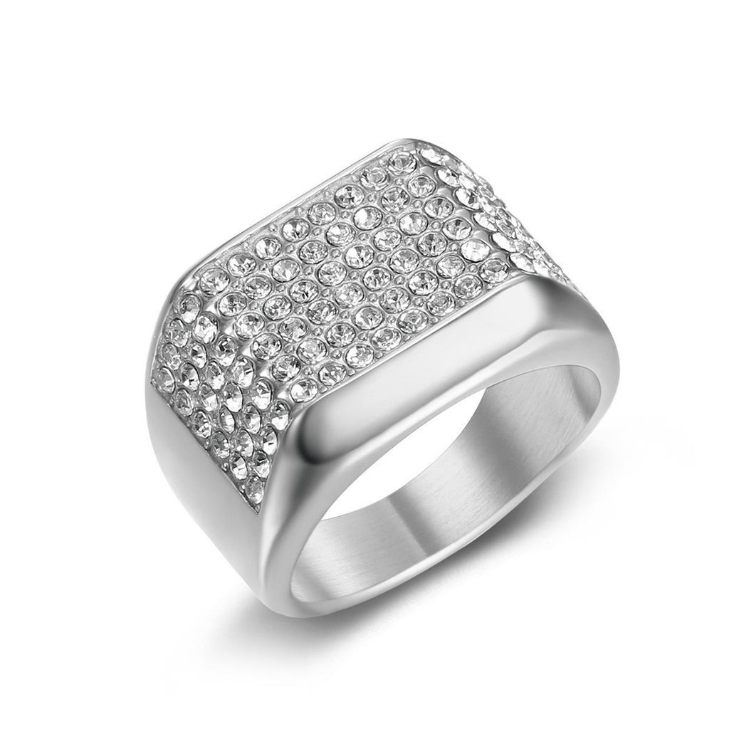 ring, trendy nightclub hip-hop ring, gold-plated diamond ring for men