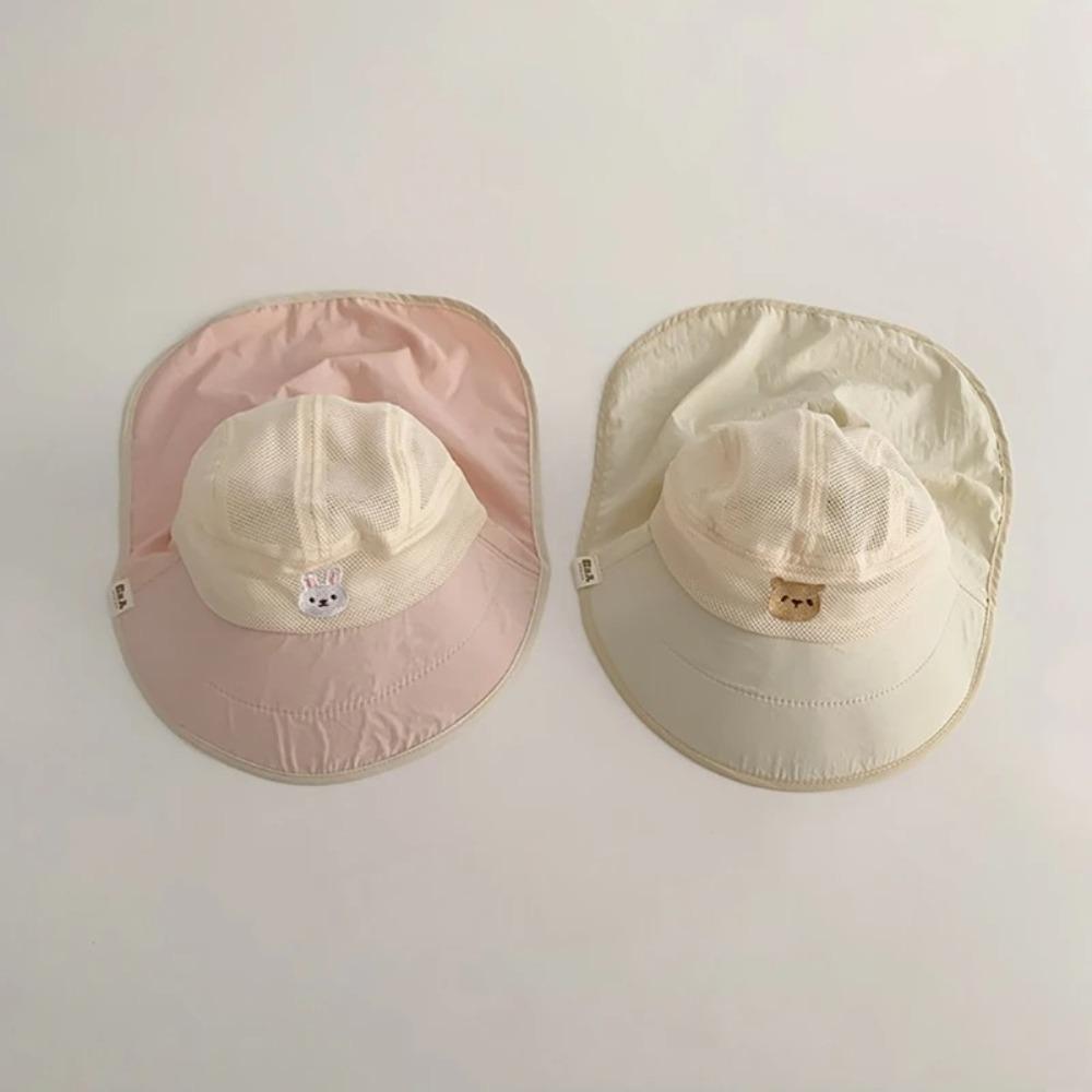 Soft Brim Fisherman Hat Neck Flap Panama Hat Cute Bucket Hat  Kids Unisex