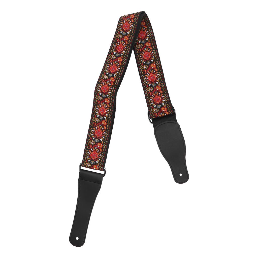Guitar Strap Shoulder Embroidery Grain Leather   Accessory for Acoustic Electric Folk