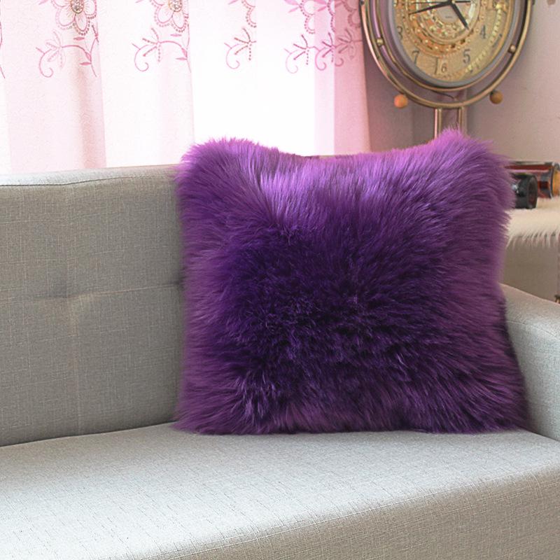 Auf Lager Flauschige Kunstwolle Langflor Plüsch Kissenbezug für Sofa oder Nachttisch 30x50 cm Single-sided Plush Cover violett