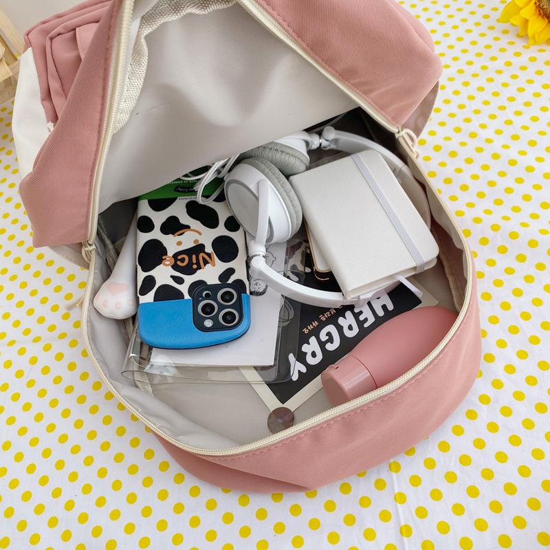 Student backpack trend letter middle and high school campus schoolbag casual large capacity contrast backpack trendy fashion