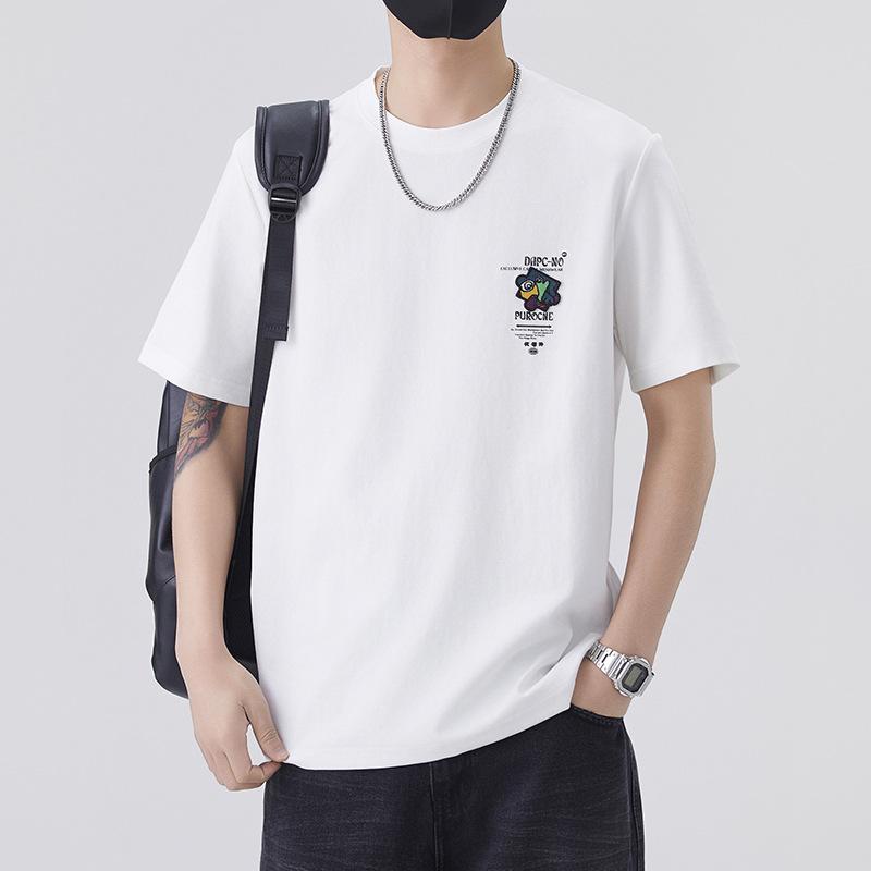 New Cartoon Printed Short T Simple Skin-friendly Short-sleeved Men's Knitted T-shirt Korean Version