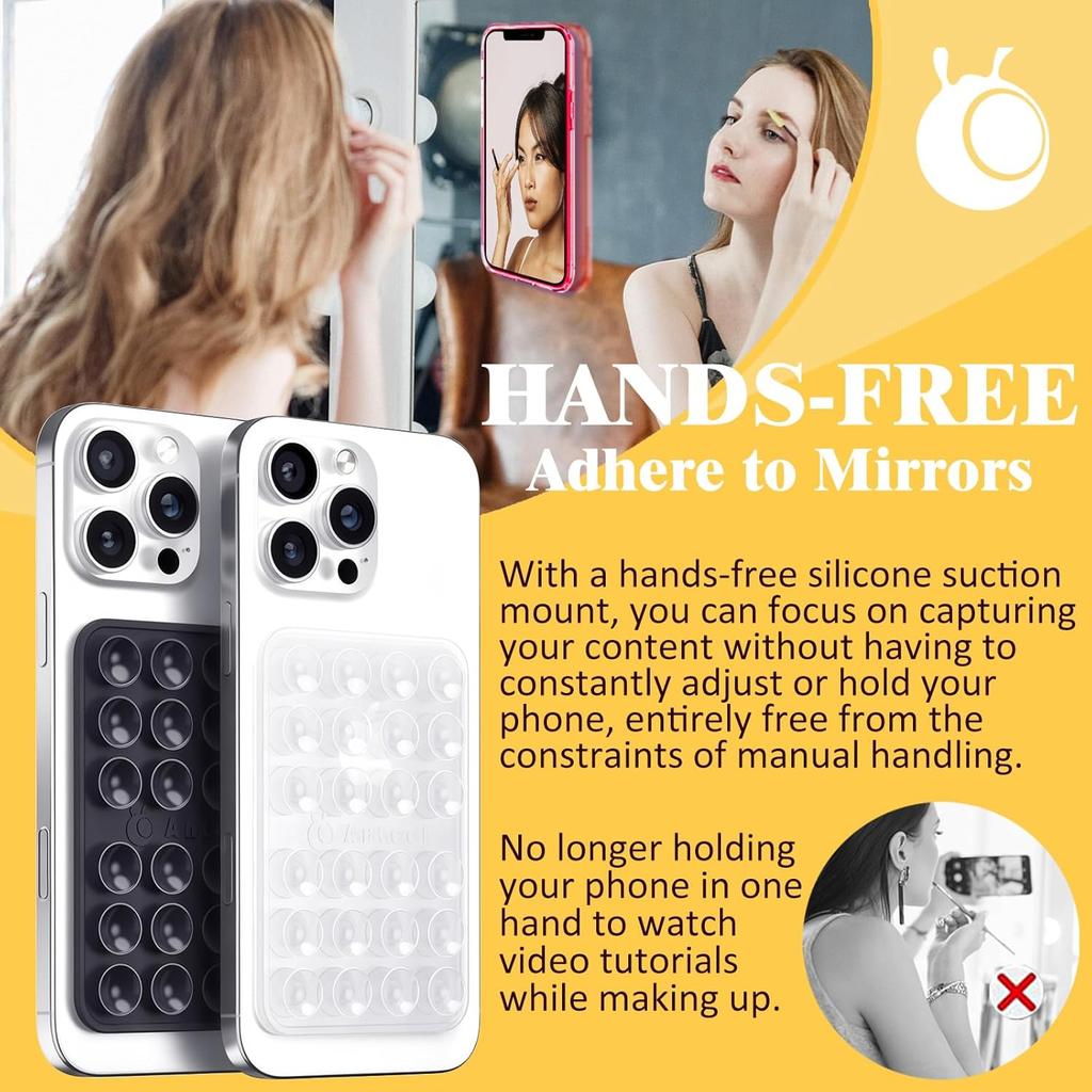 Anteel Medium-Sized Silicone Suction Phone Case Adhesive Mount, Durable, Hands-Free Sticky Phone Holder, Upgraded Thickened and Enhanced Suction