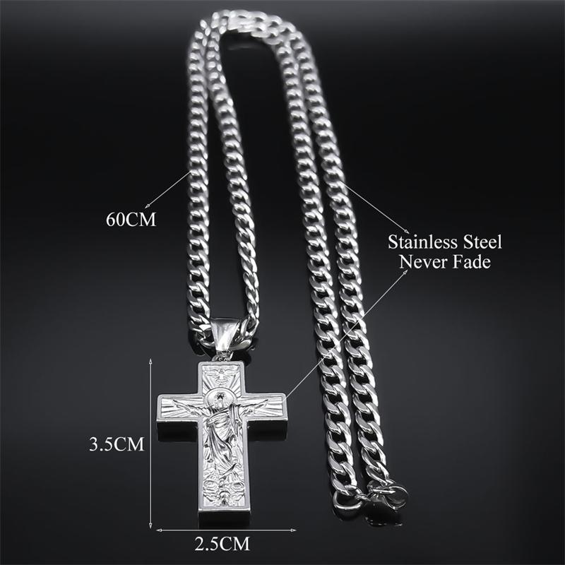 Collana Ciondolo Croce Hip Hop Gesù Colomba per Uomo Acciaio Inossidabile 316 Colore Argento Collane Religiose Gioielli collares NZZ383