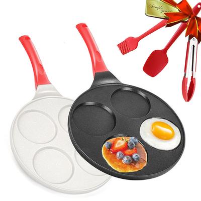 PGY 4 Cup Egg Frying Pan Omelet Mini Pancake Maker Pan Nonstick Egg Cooker Skillet Crepe Pancake Griddle Burger Breakfast Pan